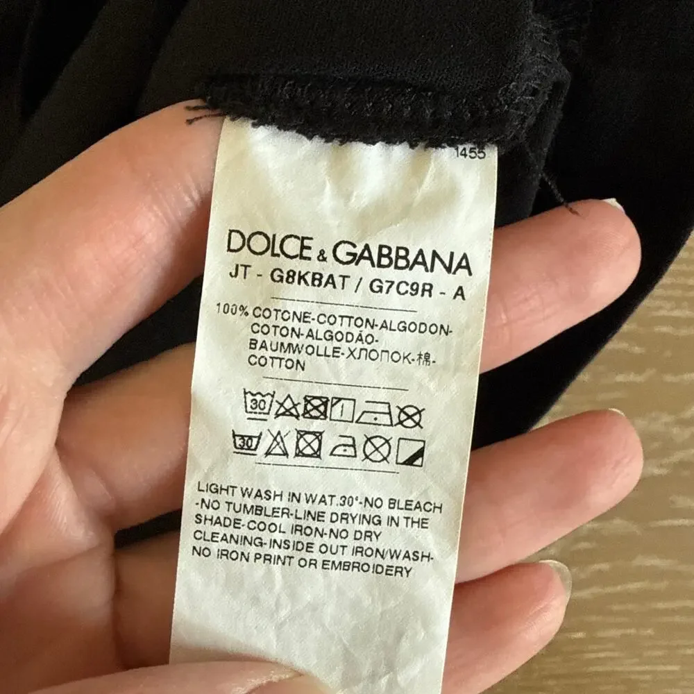 Dolce & Gabbana T-Shirt Polka Dot Stripe Logo Size EU 48 Black White - Picture 3 of 5